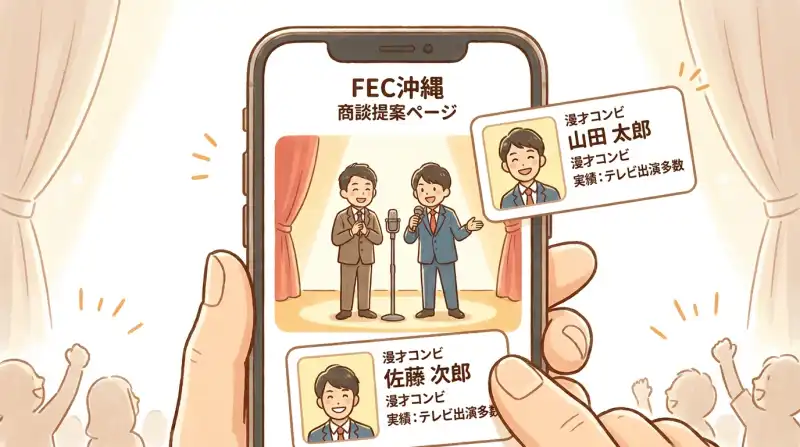 FEC沖縄 商談提案ページの開発ストーリー — 4コマ漫画とAI画像で構成した芸人事務所向けNFCカード提案資料