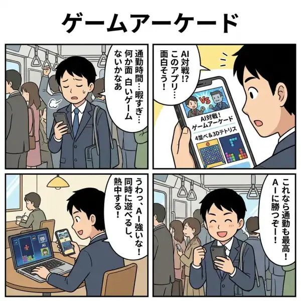 ゲームアーケード(4並べ & 3Dテトリス)