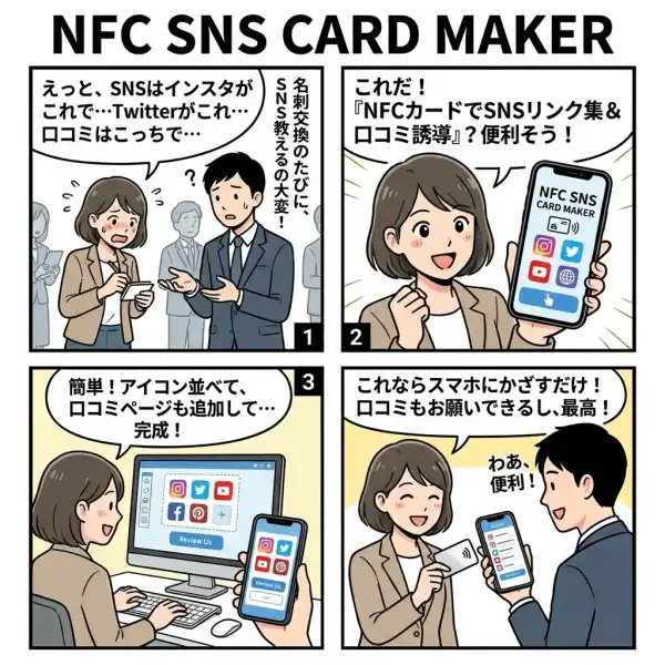 NFC SNS CARD MAKERの4コマ漫画