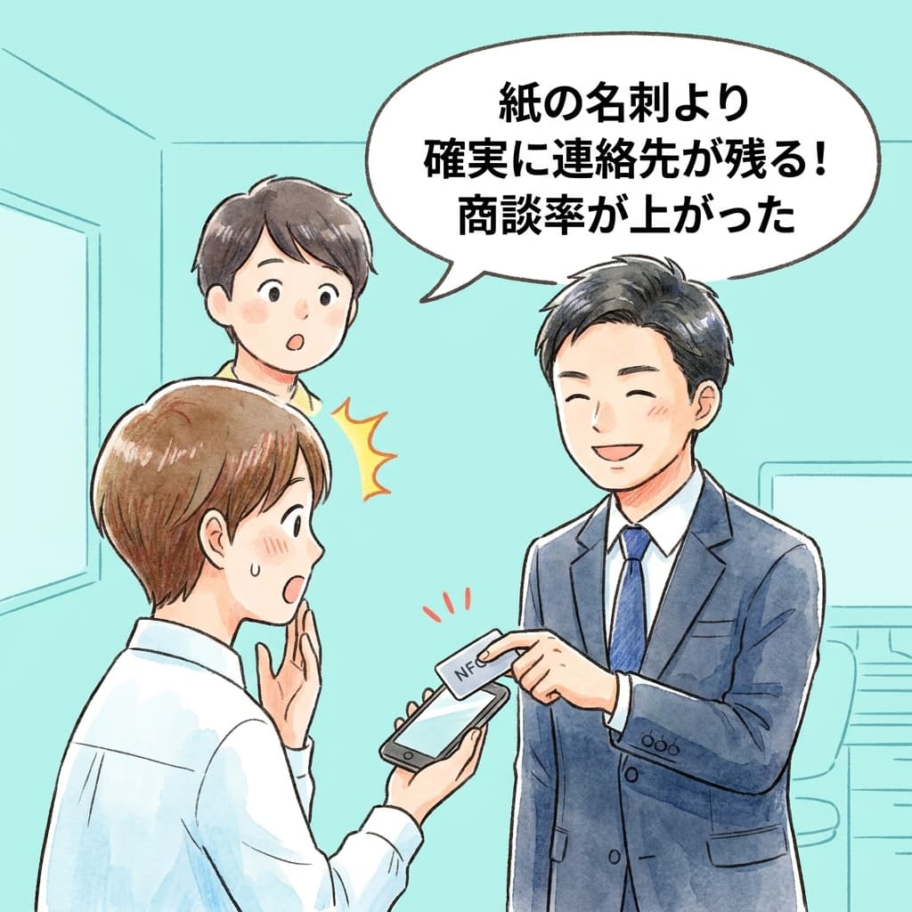 紙の名刺より確実!NFC名刺で商談率アップした営業マンの話