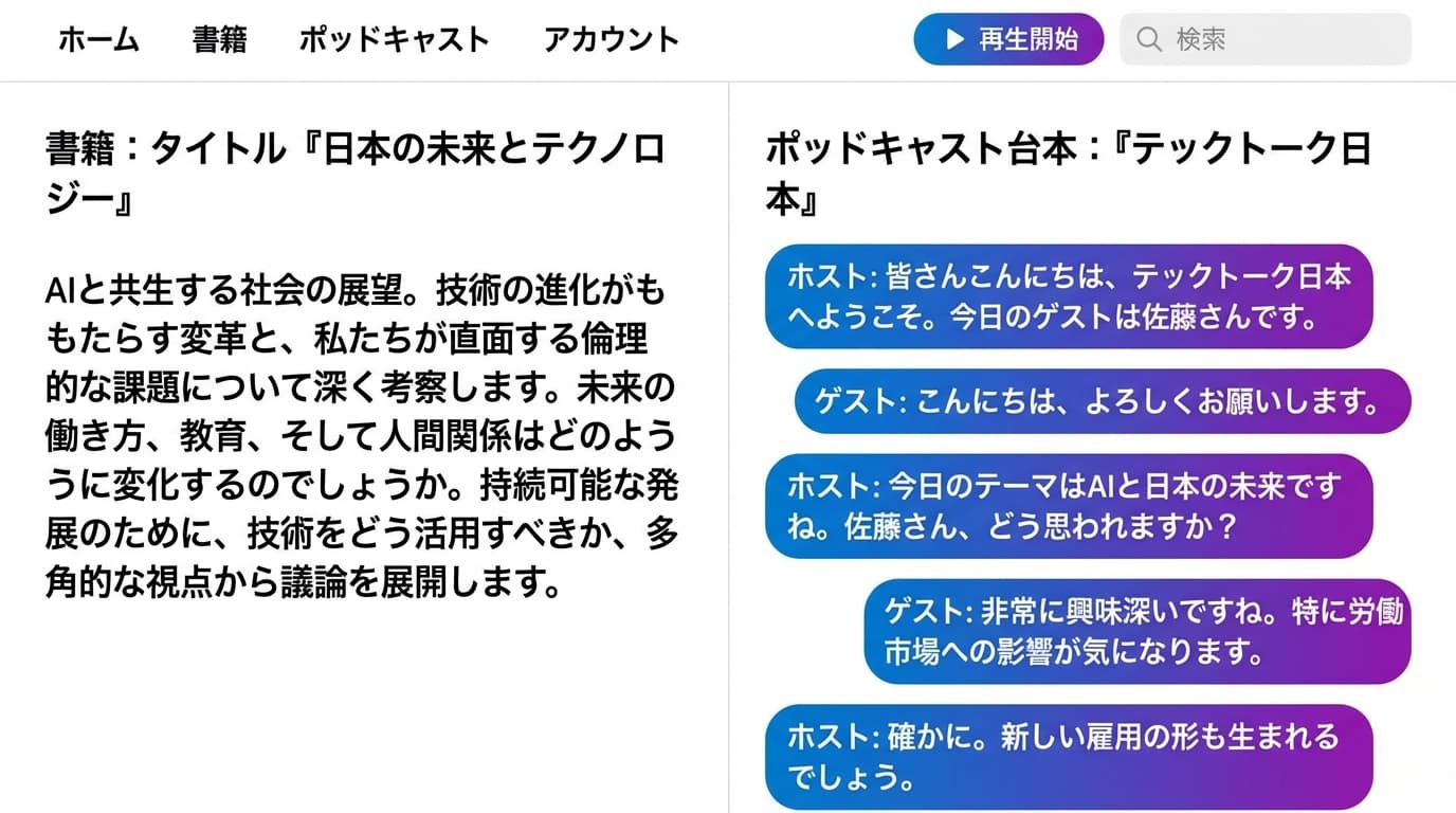 AIがポッドキャスト風台本に自動変換