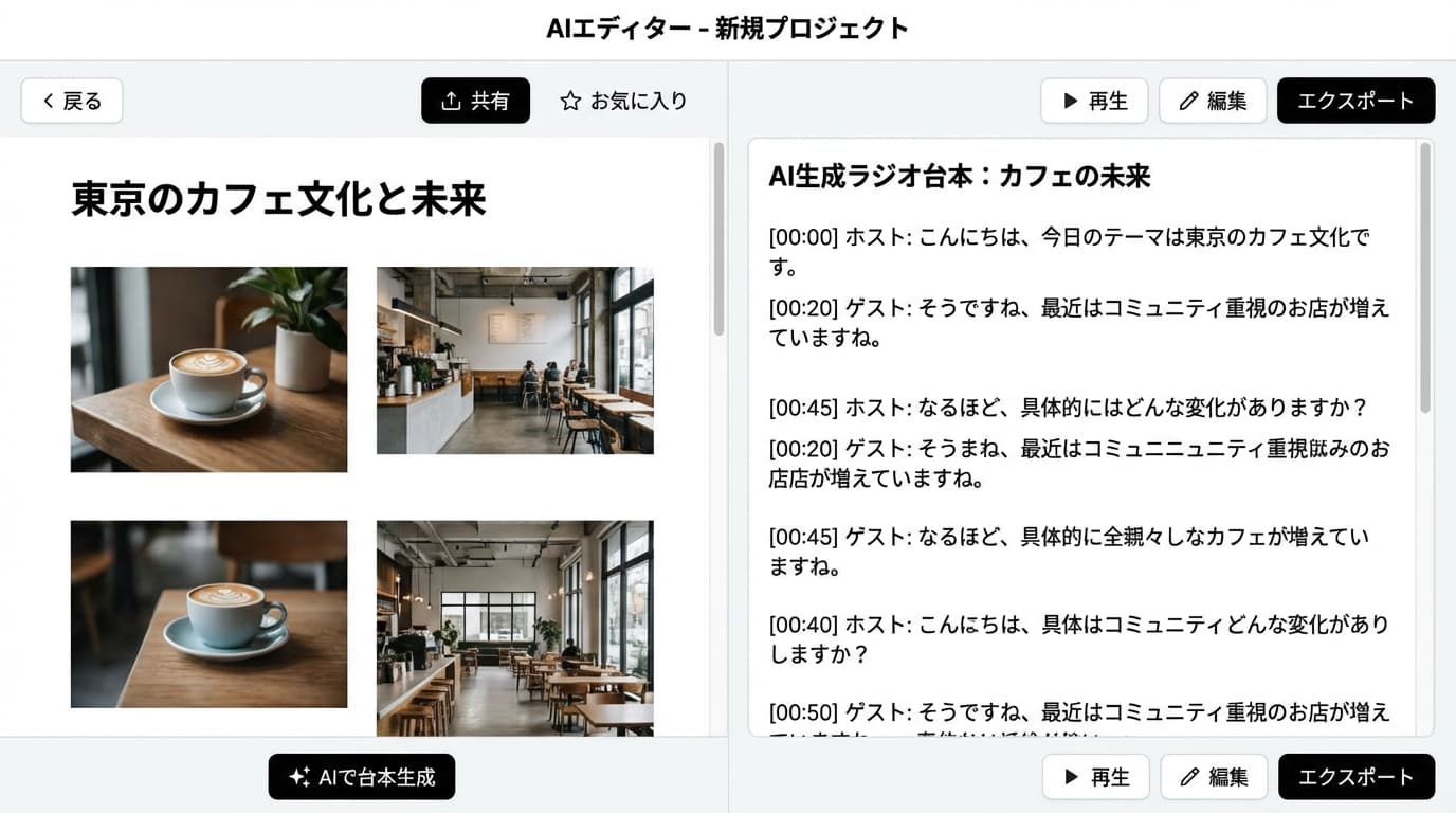 ラジオ風台本に自動変換