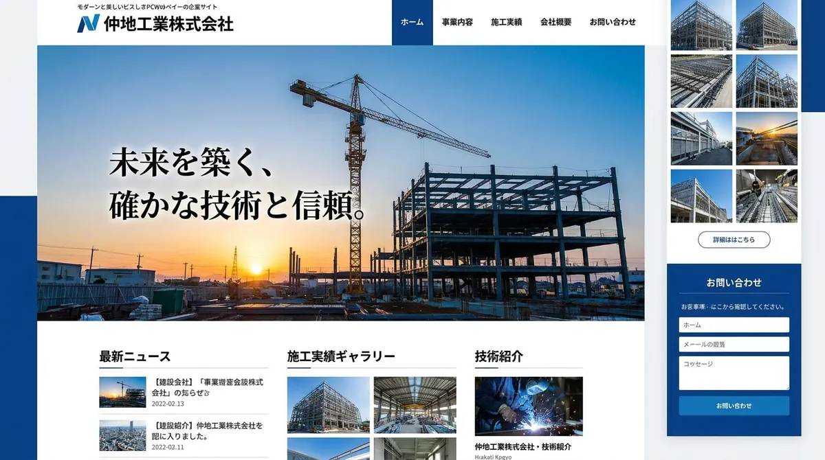 建設業者向けのシンプルで信頼感のあるコーポレートサイト