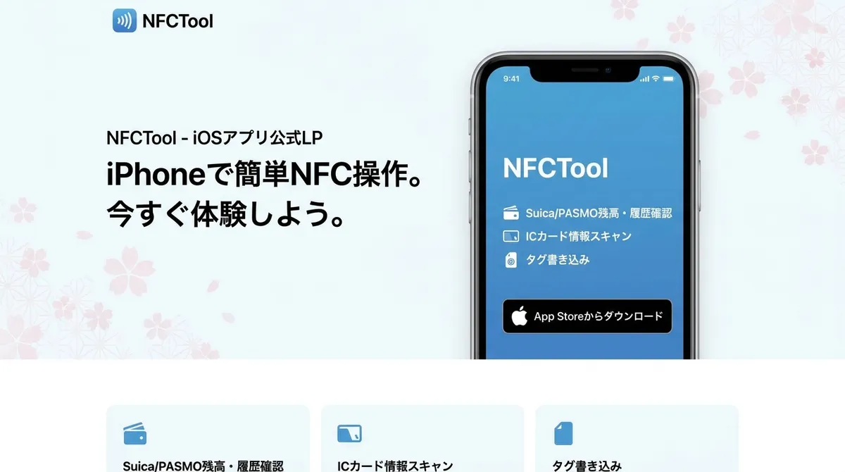 NFCTool iOSアプリ紹介&ダウンロード導線LP