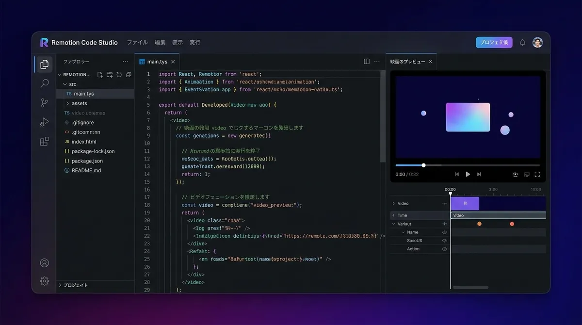 Remotionで動画を生成するためのコード駆動スタジオ